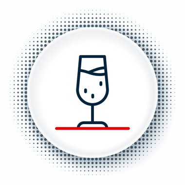 Beyaz arka planda izole edilmiş çizgi şarap cam ikonu. Şarap kadehi işareti. Renkli taslak konsepti. Vektör.