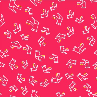 Line Water musluk simgesi kırmızı arkaplanda izole edilmiş. Vektör.