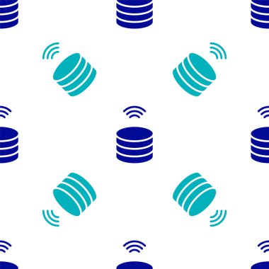 Mavi Akıllı Sunucu, Data, Web Sunucu simgesi izole edilmiş beyaz arkaplan üzerindeki kusursuz desen. İnternet kavramının kablosuz bağlantısı. Vektör.
