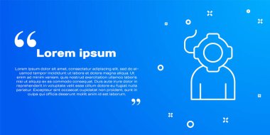 Beyaz çizgi Aqualung simgesi mavi arkaplanda izole edildi. Dalış kaskı. Su altı ekipmanları. Vektör.