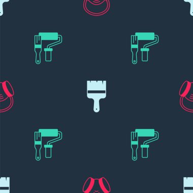 Gaz maskeli boya fırçasını ve silindirini kusursuz desene ayarlayın. Vektör.