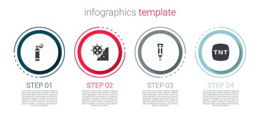 Dynamite Bucket tekerlek kazıcısını, inşaat matkabını ve... Ticari bilgi şablonu. Vektör.