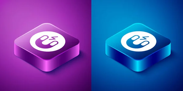 Isometric Magnet Icon Isolated Blue Purple Background Horseshoe Magnet Magnetism — Stock Vector