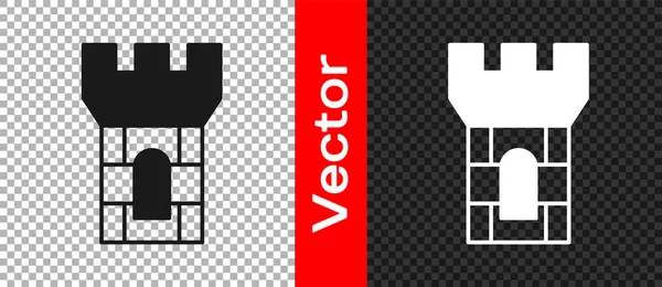 Black Castle Turm Symbol Isoliert Auf Transparentem Hintergrund Festungszeichen Vektor — Stockvektor