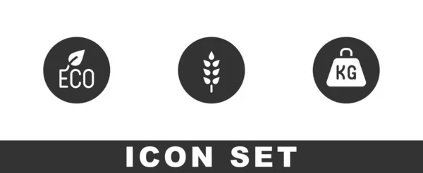 Set Leaf Eco Symbool Tarwe Gewicht Pictogram Vector — Stockvector