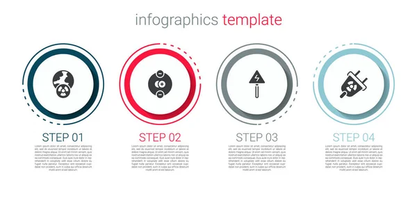 Set Planet Erde Und Strahlung Atom Hochspannungszeichen Und Strahlung Stecker — Stockvektor