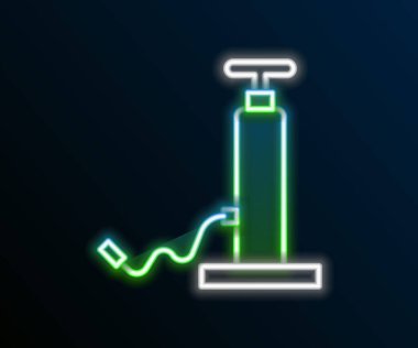 Parlayan neon hattı hava pompası ikonu siyah arka planda izole edildi. Renkli taslak konsepti. Vektör
