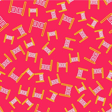 Eski batı sallanan salon kapısı simgesi kırmızı arka planda izole edilmiş. Vektör