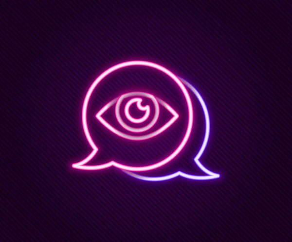 Glowing neon line Eye scan icon isolated on black background. Scanning eye. Security check symbol. Cyber eye sign. Colorful outline concept. Vector — Stock Vector
