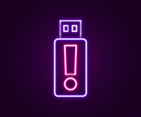 Világító neon vonal USB flash drive ikon elszigetelt fekete alapon. Színes vázlat koncepció. Vektor — Stock Vector