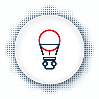 Line Sıcak Hava Balonu simgesi beyaz arkaplanda izole edildi. Seyahat için hava taşımacılığı. Renkli taslak konsepti. Vektör