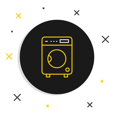 Çizgi yıkama simgesi beyaz arkaplanda izole edildi. Çamaşır makinesi simgesi. Çamaşır makinesi, çamaşır makinesi. Ev aletleri sembolü. Renkli taslak konsepti. Vektör