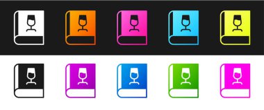 Siyah beyaz arka planda izole edilmiş şarap ikonu hakkında bir kitap hazırla. Şarap kadehi ikonu. Şarap kadehi işareti. Vektör