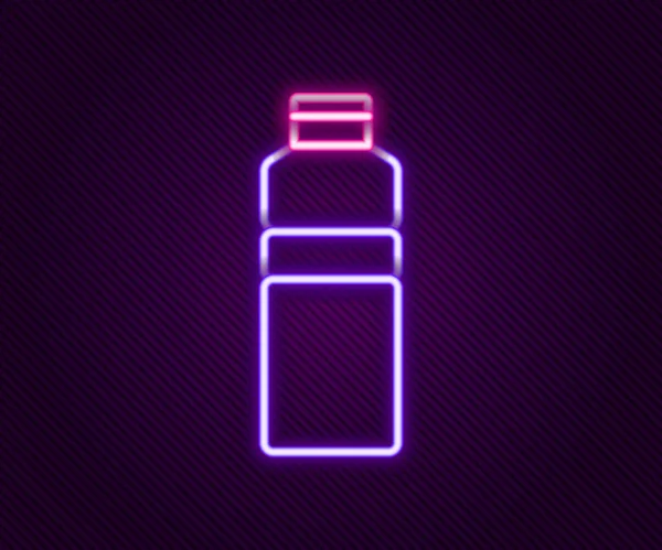 Žhnoucí neon line Fitness Shaker ikona izolované na černém pozadí. Sportovní třepačka s víčkem na vodu a proteinové koktejly. Barevný koncept. Vektor — Stockový vektor