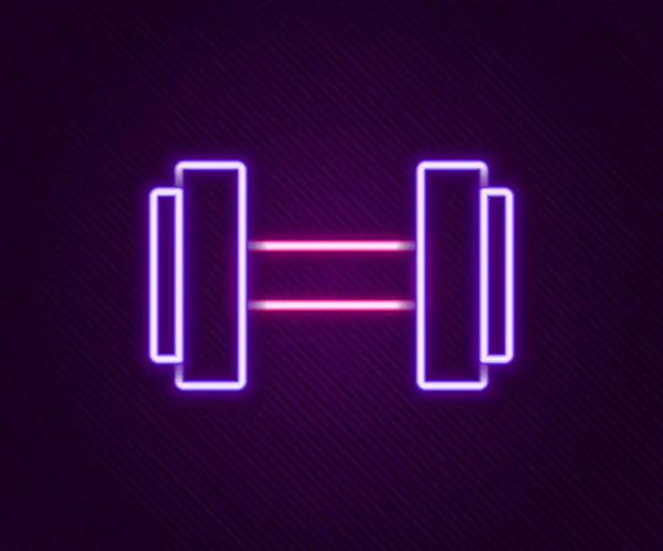 Ragyogó neon vonal Dumbbell ikon elszigetelt fekete háttérrel. Izomemelő ikon, fitnesz súlyzó, tornaterem, sporteszközök, tornaterem. Színes vázlat koncepció. Vektor — Stock Vector