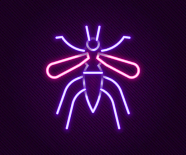 Linha de néon brilhante Ícone de mosquito isolado no fundo preto. Conceito de esboço colorido. Vetor — Vetor de Stock