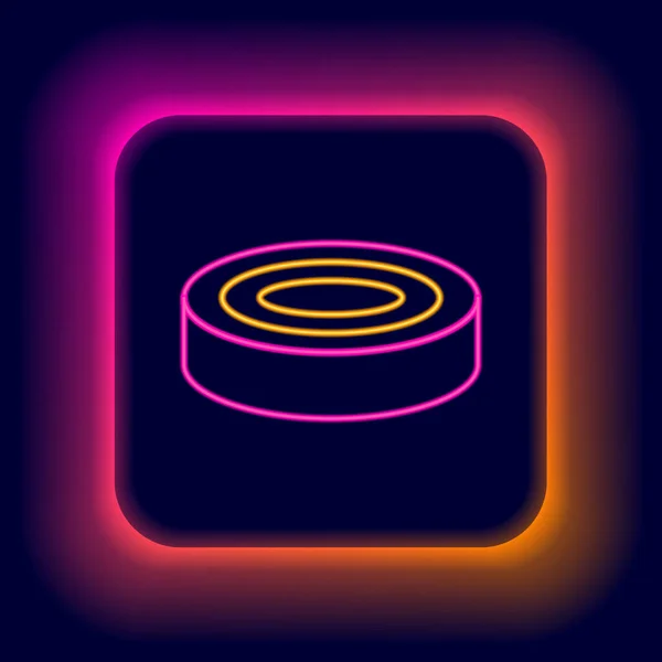 Gloeiende neon lijn Checker spel chips pictogram geïsoleerd op zwarte achtergrond. Kleurrijk concept. Vector — Stockvector