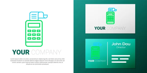 Línea Cajero automático con un icono de cheque aislado sobre fondo blanco. Señal de caja. Símbolo de caja de efectivo. Concepto de esquema colorido. Vector — Archivo Imágenes Vectoriales