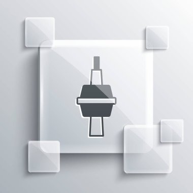 Toronto 'daki Gri TV CN Kulesi gri arka planda izole edilmiş. Ünlü dünya simgeleri simgesi konsepti. Turizm ve tatil teması. Kare cam paneller. Vektör