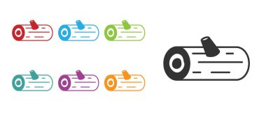 Beyaz arkaplanda siyah tahta kütük simgesi izole edildi. Yakacak odun yığını. Simgeleri renklendirin. Vektör