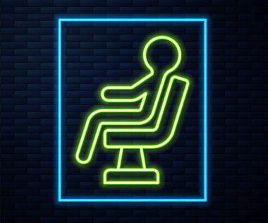 Parlayan neon hattı insan havaalanı terminalinde bekliyor tuğla duvar arkasında izole edilmiş. Vektör