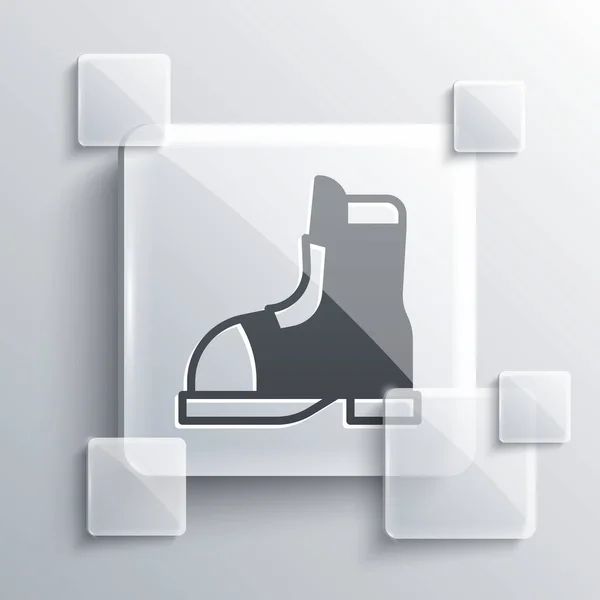 Ref. Grey Hunter boots icon isolated on grey background. Квадратные стекла. Вектор — стоковый вектор