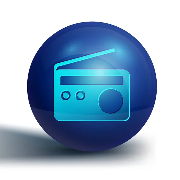 Синее радио со значком на белом фоне. Синяя кнопка круга. Вектор — стоковый вектор