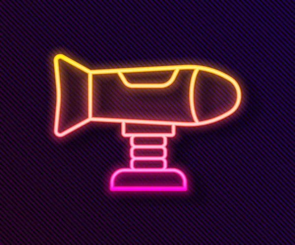 Gloeiende neon lijn Zwaai vliegtuig op de speeltuin pictogram geïsoleerd op zwarte achtergrond. Kinderdraaimolen met vliegtuig. Amusement icoon. Vector — Stockvector