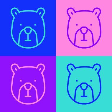 Pop Art Line Bear başlık simgesi renk arkaplanında izole edildi. Vektör