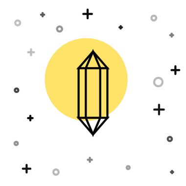 Siyah çizgi taşı simgesi beyaz arkaplanda izole edilmiş. Mücevher sembolü. Elmas. Rastgele dinamik şekiller. Vektör