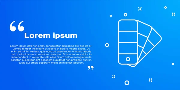 Vit linje Färg palett guide ikon isolerad på blå bakgrund. Vektor — Stock vektor