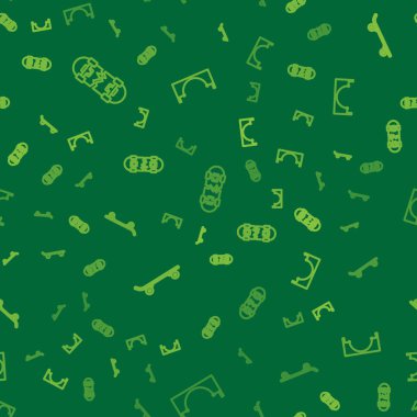 Kırık kaykay, kaykay ve parkı pürüzsüz bir şekilde ayarla. Vektör