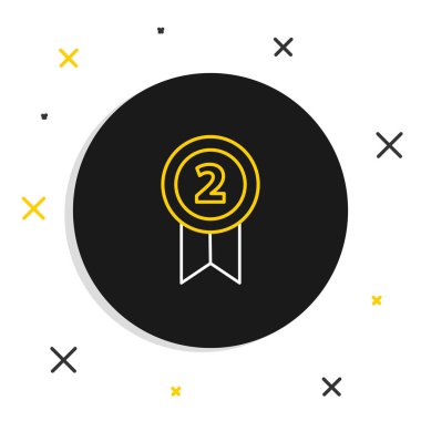 Beyaz arkaplanda çizgi madalyası simgesi izole edildi. Kazanan başarı işareti. Ödül madalyası. Renkli taslak konsepti. Vektör