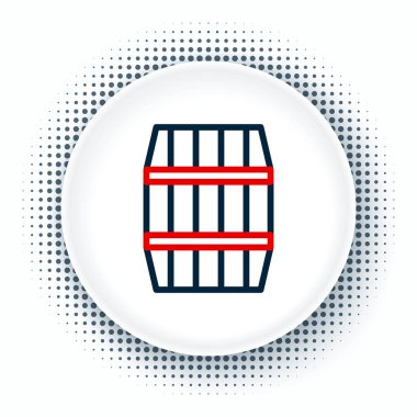 Tahta çizgi varil ikonu beyaz arkaplanda izole edildi. Alkol fıçısı, içki kabı, bira için tahta fıçı, viski, şarap. Renkli taslak konsepti. Vektör