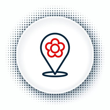 Beyaz arkaplanda çiçek simgesi olan çizgi konumu. Renkli taslak konsepti. Vektör