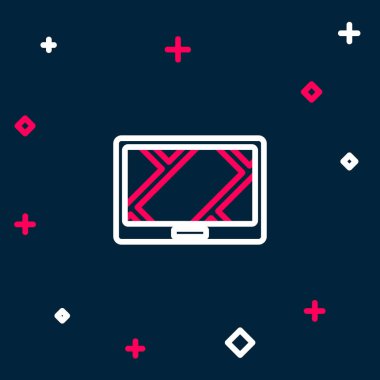 Harita simgesine sahip GPS cihazı mavi arkaplanda izole edildi. Renkli taslak konsepti. Vektör