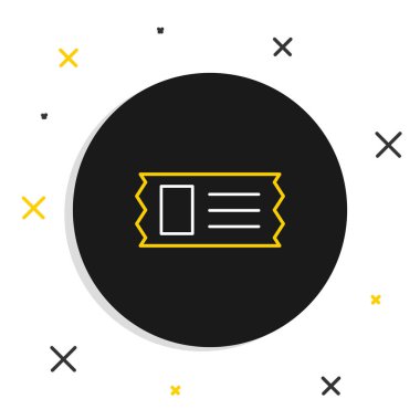 Çizgi sinema bileti simgesi beyaz arkaplanda izole edildi. Renkli taslak konsepti. Vektör