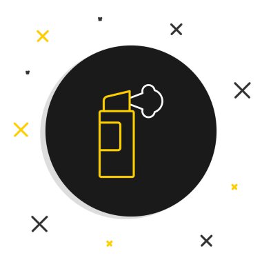 Beyaz arkaplanda çizgi biber gazı ikonu izole edildi. OC gazı. Capsicum nefsi müdafaa spreyi. Renkli taslak konsepti. Vektör