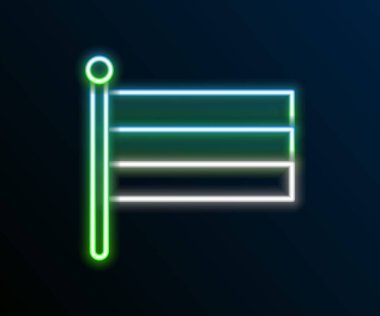 Parlayan neon hattı Ulusal Rusya bayrağı simgesi siyah arkaplanda izole edildi. Renkli taslak konsepti. Vektör