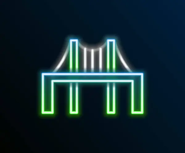 Leuchtende Leuchtschrift Goldene Torbrücke Ikone isoliert auf schwarzem Hintergrund. San Francisco Kalifornien Vereinigte Staaten von Amerika. Buntes Rahmenkonzept. Vektor — Stockvektor