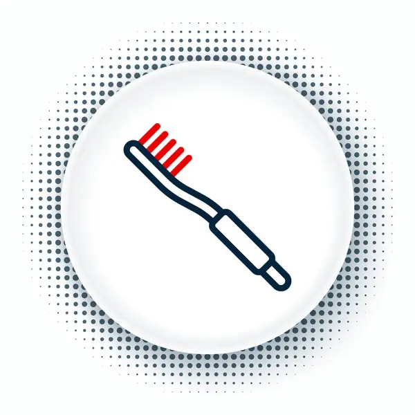 Ícone de escova de dentes de linha isolado no fundo branco. Conceito de esboço colorido. Vetor —  Vetores de Stock