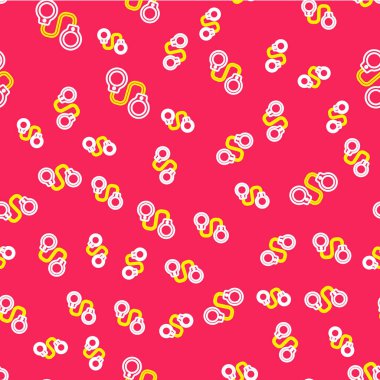 Kelepçe çizgisi simgesi kırmızı arkaplanda izole edilmiş. Vektör