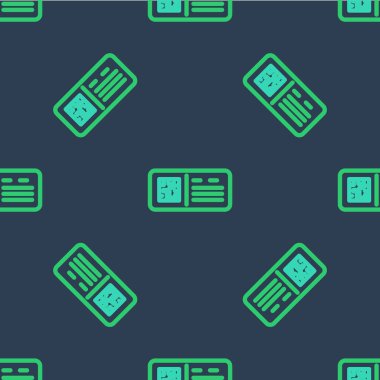 Hat QR kod bilet tren ikonu mavi arka planda izole edilmiş. Vektör