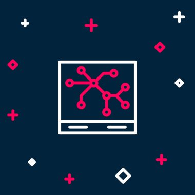 Demiryolu haritası simgesi mavi arkaplanda izole edildi. Renkli taslak konsepti. Vektör