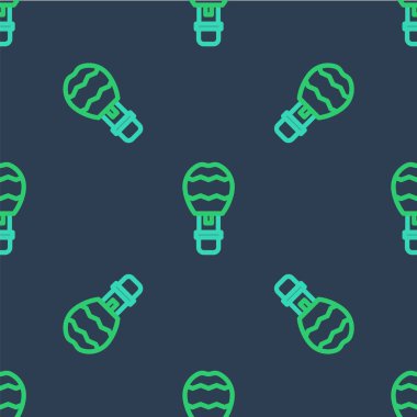 Line Sıcak Hava Balonu ikonu mavi arka planda izole edilmiş pürüzsüz desen. Seyahat için hava taşımacılığı. Vektör