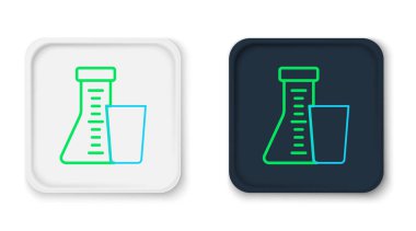 Çizgi Test tüpü ve kimyasal test ikonu beyaz arka planda izole edildi. Laboratuvar cam levhası. Renkli taslak konsepti. Vektör