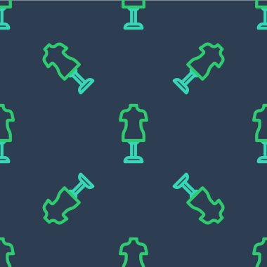 Manken simgesi mavi arkaplanda izole edilmiş. Terzi mankeni. Vektör