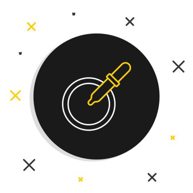 Beyaz zemin üzerinde pipet simgesi olan Line Petri kabı. Renkli taslak konsepti. Vektör