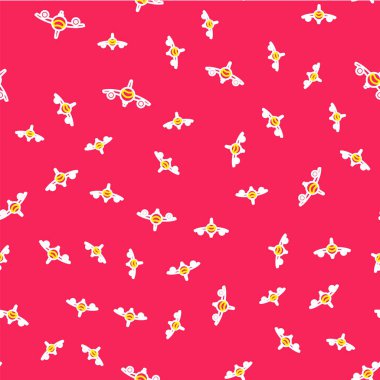 Çizgi düzlemi simgesi kırmızı arkaplanda izole edilmiş. Uçan uçak ikonu. Uçak tabelası. Vektör