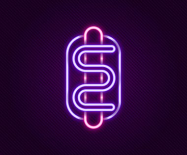 Parlayan neon hattı Hotdog sandviç ikonu siyah arkaplanda izole edildi. Sosis ikonu. Fast food burcu. Renkli taslak konsepti. Vektör